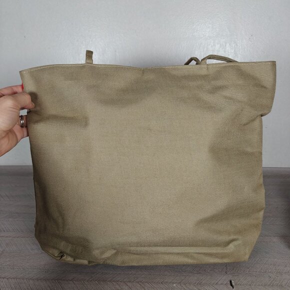 Vintage Large SuperSac Shopper Tote Bag With Stripes Khaki & Red Canvas NEW - Picture 5 of 9